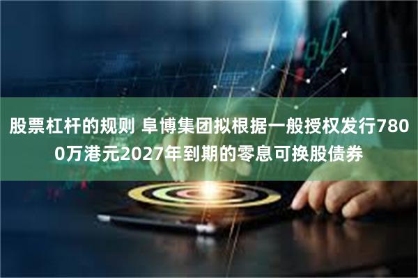 股票杠杆的规则 阜博集团拟根据一般授权发行7800万港元2027年到期的零息可换股债券