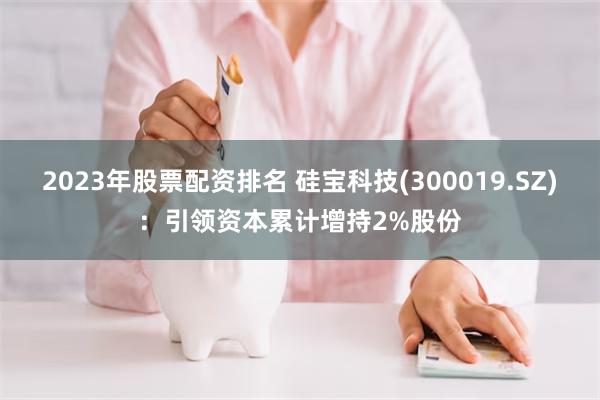 2023年股票配资排名 硅宝科技(300019.SZ)：引领资本累计增持2%股份