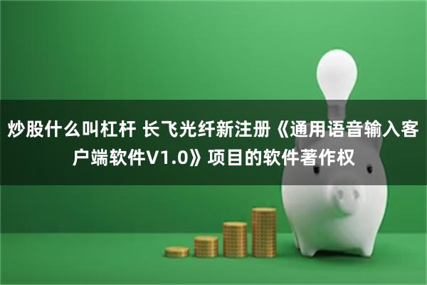 炒股什么叫杠杆 长飞光纤新注册《通用语音输入客户端软件V1.0》项目的软件著作权